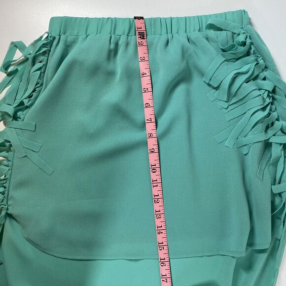 Sugar Lips Festival Breeze Skirt Aqua Color Fringe High Low Stretch NEW Size M - Picture 10 of 11
